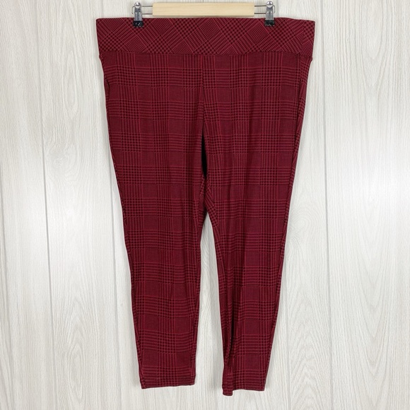 torrid Pants - Torrid | Studio Ponte Slim Fix Pixie Pant - Red Plaid Hound's-tooth Size 2X